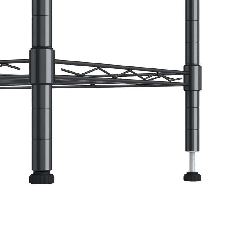 Orizaba 6 Tier Adjustable Wire Shelving Unit Organizer Steel Storage Rack w/ Hooks, Leveling Feet, Black
