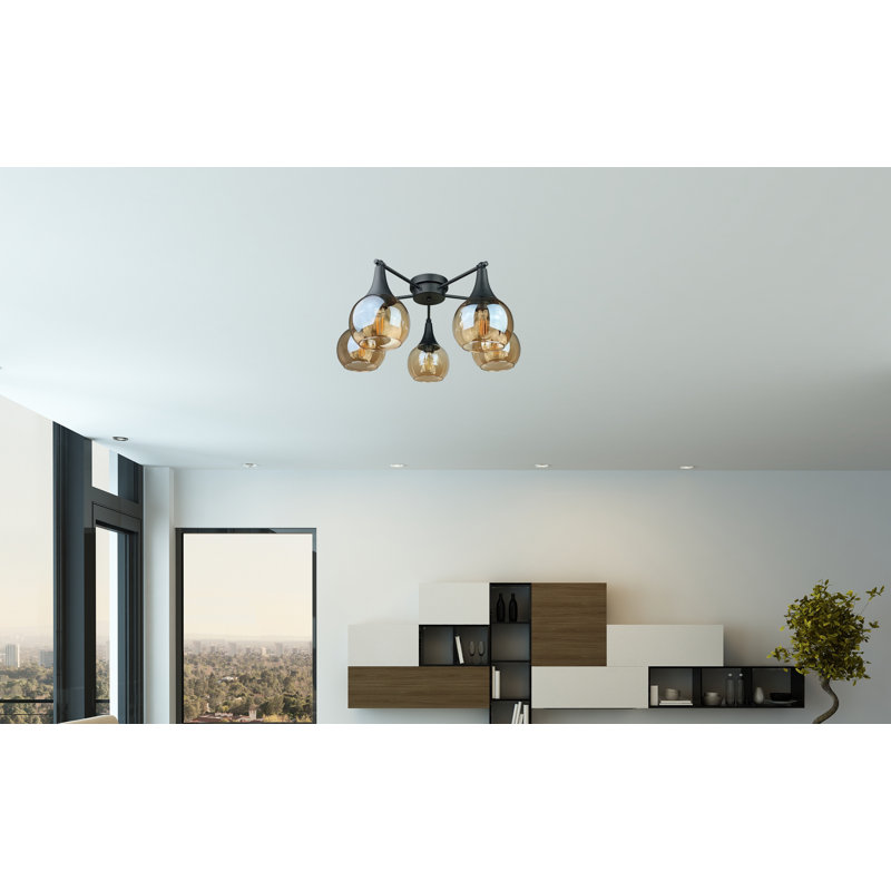 Brinsley Glass Semi Flush Mount, Chrome