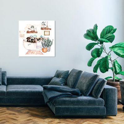 Reproduction d'art sur toile, "Dogs in the Bath Tub" par Trinx
