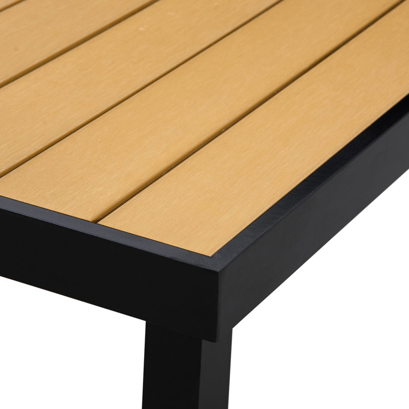 Table pour 8 pelouses - 75 po x 35 po rectangulaire, structure en aluminium avec plateau en faux bois pour le jardin, structure extérieure rectangulaire 8, surface imperméable, idéale