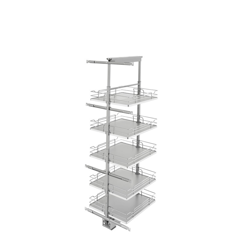 Rev-A-Shelf Adjustable Solid Surface Pantry System for Tall Pantry Cabinets, 58.25" H x 17.6" W x 21.72" D, Maple