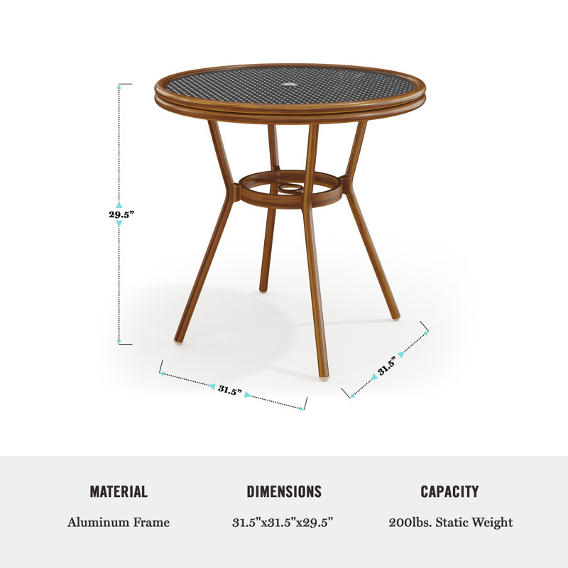 Martha Stewart Lily Pond All Weather Woven Bistro Table And Chairs Set With Aluminum Frames, Black, 4