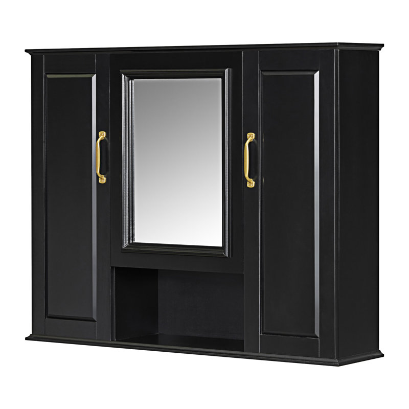 Armoire à pharmacie murale avec miroir, Noir