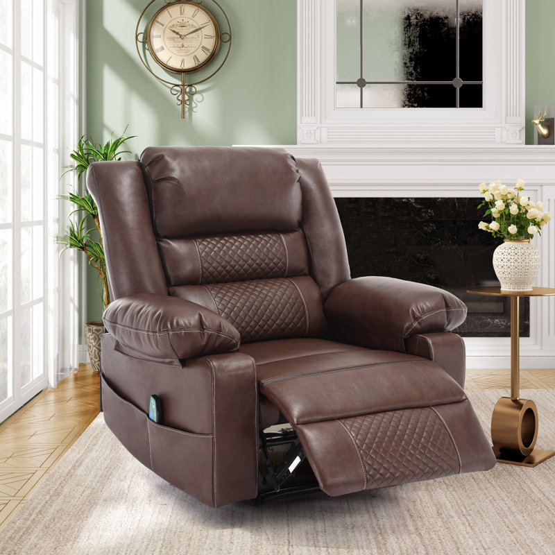 Fauteuil inclinable de massage en cuir respirant, Brun