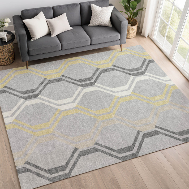 Machine Washable Indoor/Outdoor Chantille ACN2326 Mid-Century Modern Rug, Rectangle 9' x 12'
