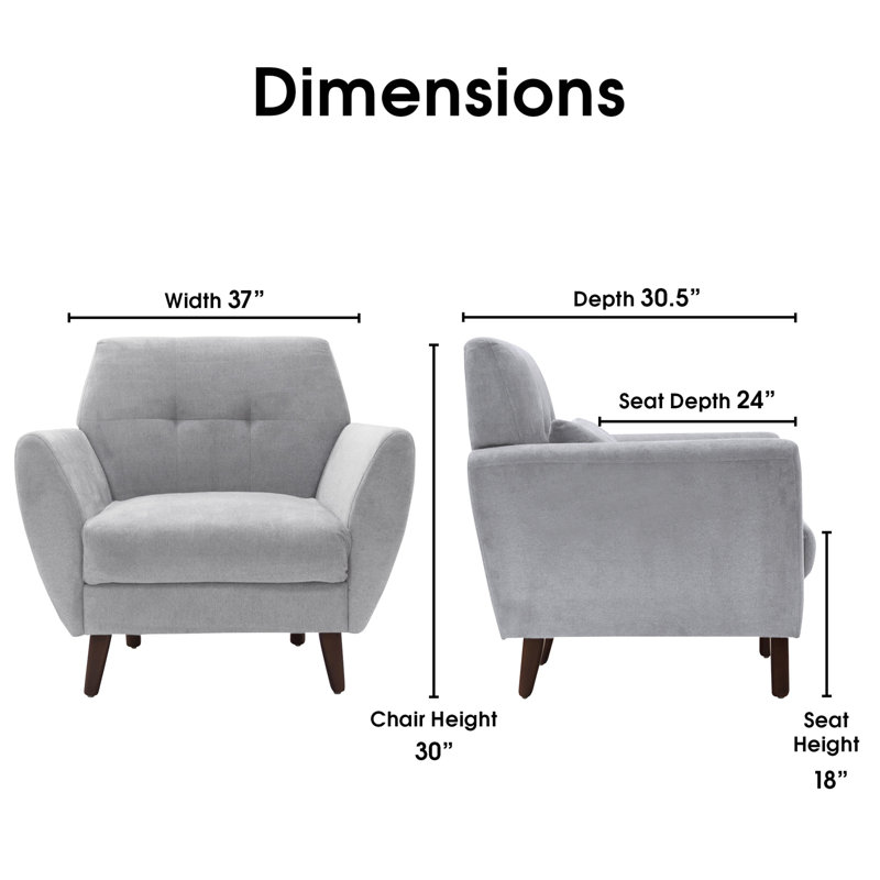 Serta Artesia Midcentury Modern Armchair, Smoke Gray