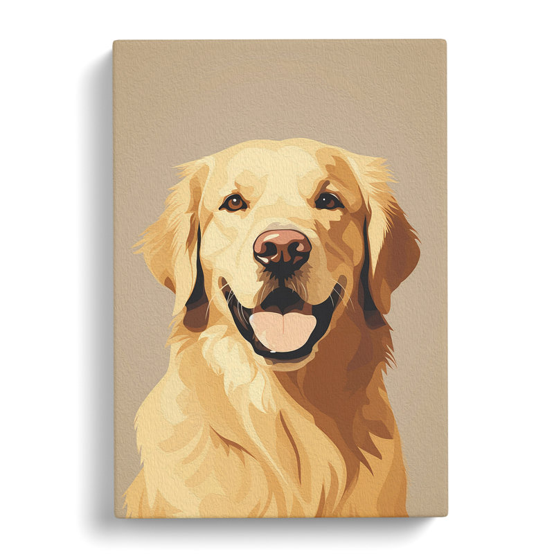 Golden Retriever Minimalism - No Frame Print, 50cm H x 35cm W x 3cm D
