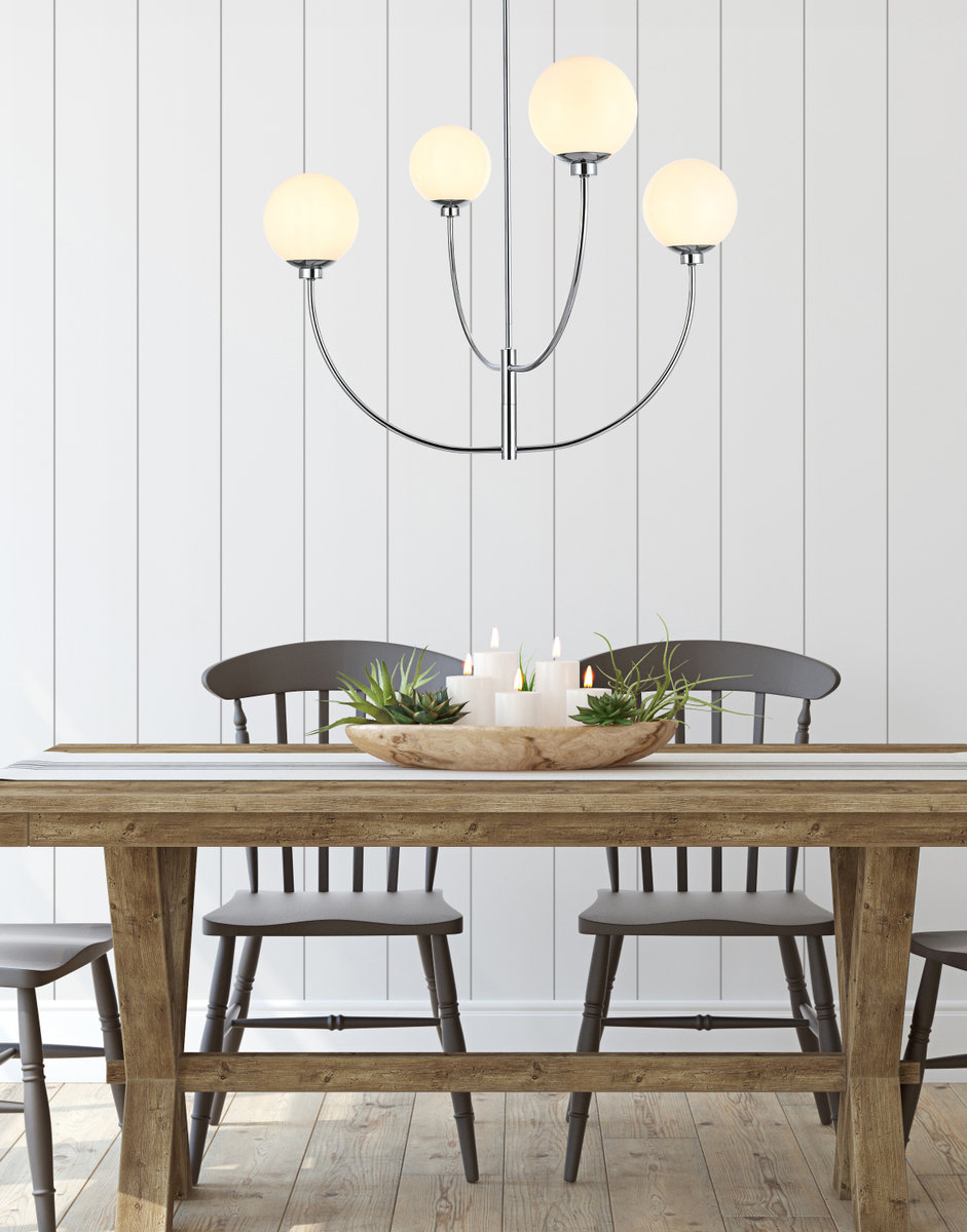 Kyle 4-Light Chandelier, 27" H x 36" W x 36" D, Chrome