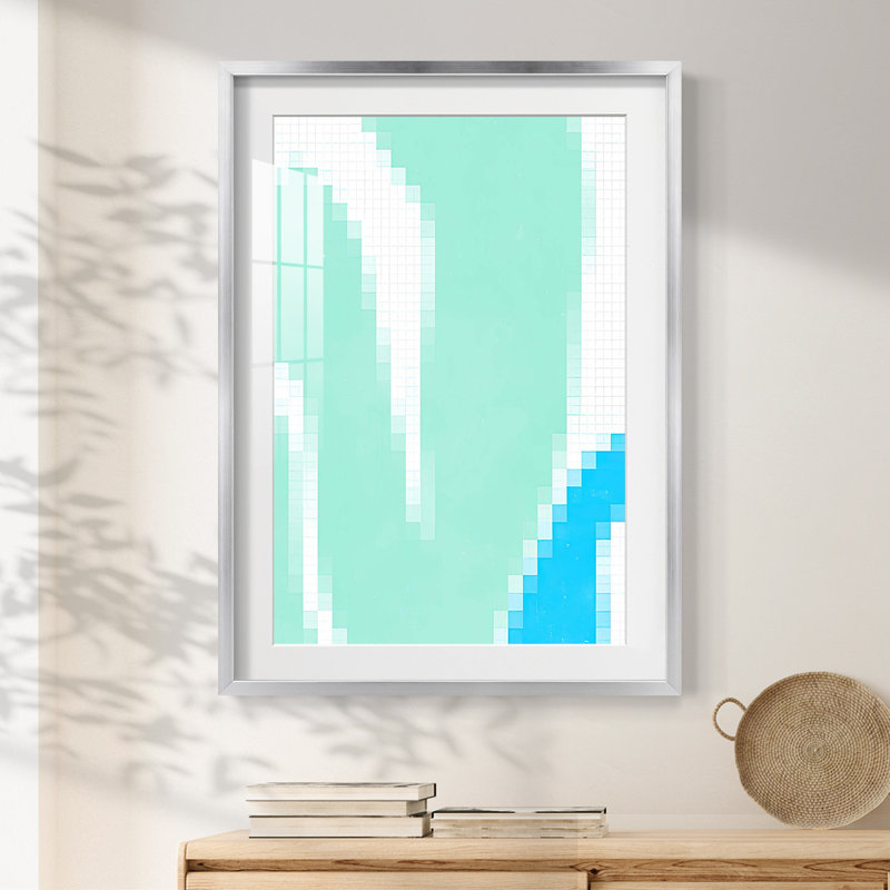Pixel Leaves V -Framed Print, 25.5" H x 17.5" W, Silver