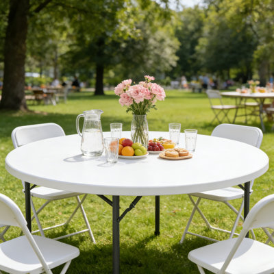 71 po 71 po Table pliante ronde 1000 lb, table pliable robuste pour banquets de 10 à 12 personnes