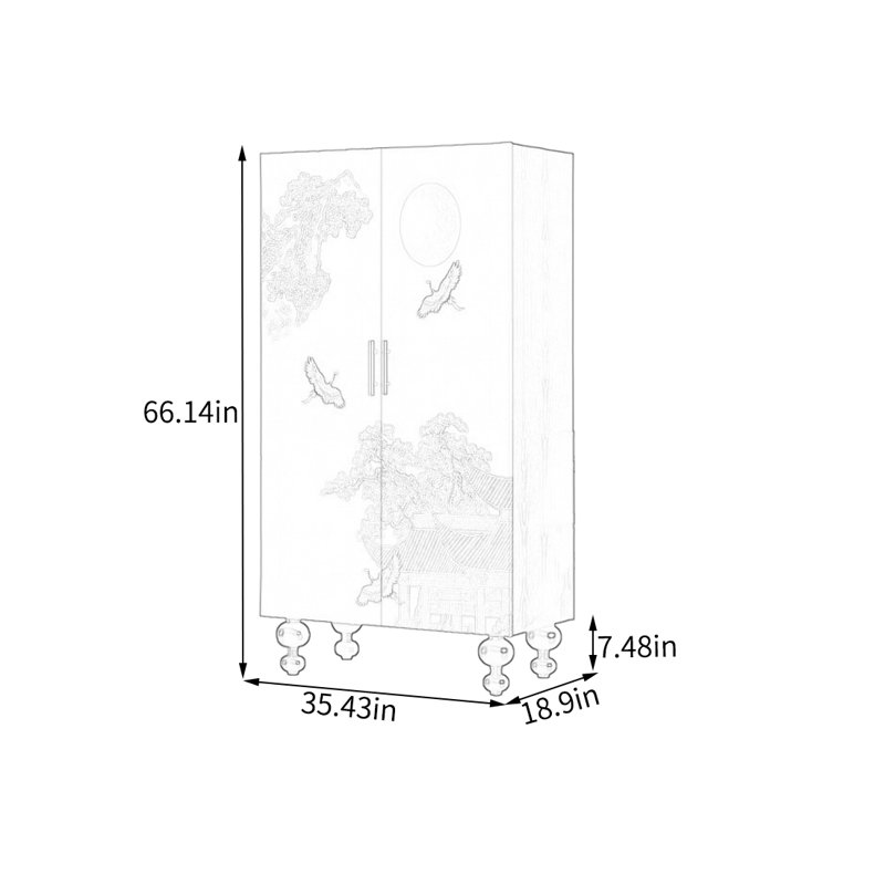 Armoire spacieuse à deux portes en bois de frêne