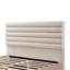 Queen Wood Bed Frame With Boucle Fabric Upholstered Headboard