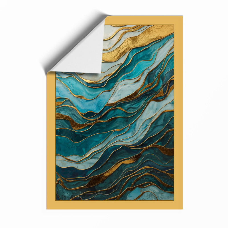 Flowing Marbled Waters Abstract - Framed Print, A1 - 84.1 x 59.4 cm, Unframed