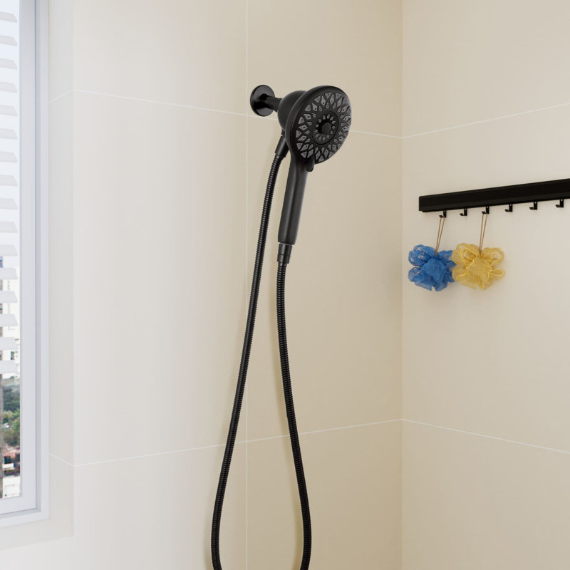 Pomme de douche à haute pression murale à 6 modes avec pomme de douche murale ABS et tuyau en acier inoxydable de 60 pouces