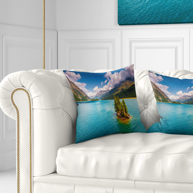  Coussin décoratif paysage du lac Silsersee, 16 po x 1 po