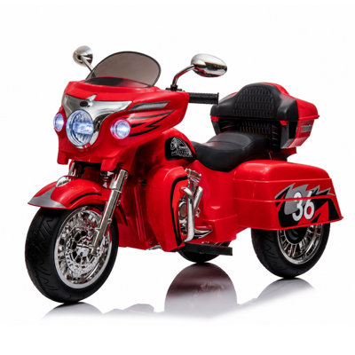 Moto électrique 12 V pour enfants, jouet pour tout-petits avec lumières DEL, musique sans fil, coffre de rangement, selle en PU, marche avant et arrière, rechargeable pour les enfants de 3 à 6 ans, rouge