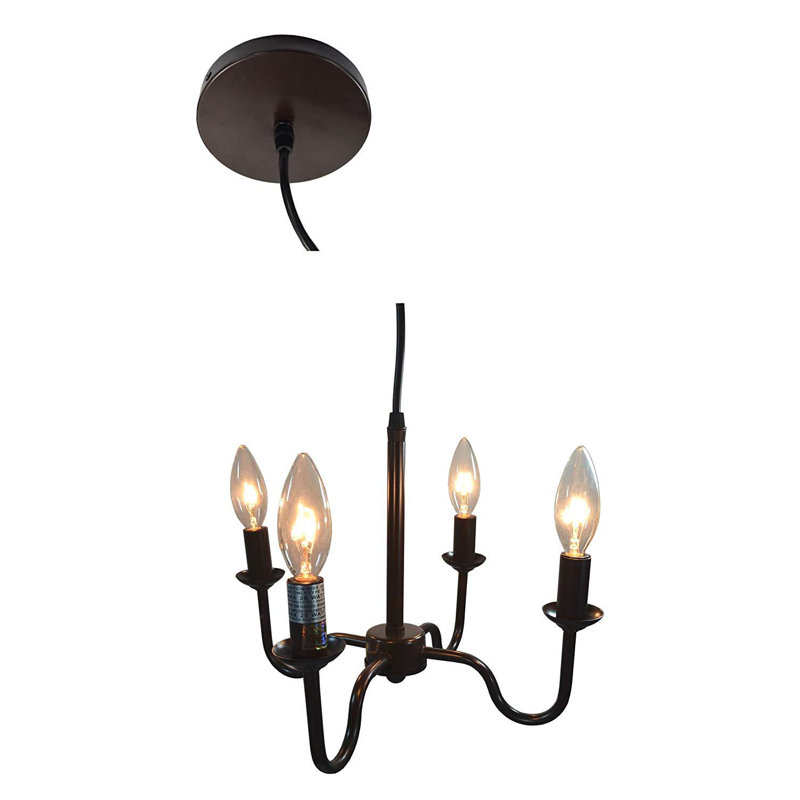 Lustre de style bougie classique/traditionnel 4 lumières câblée Lidya, Bronze