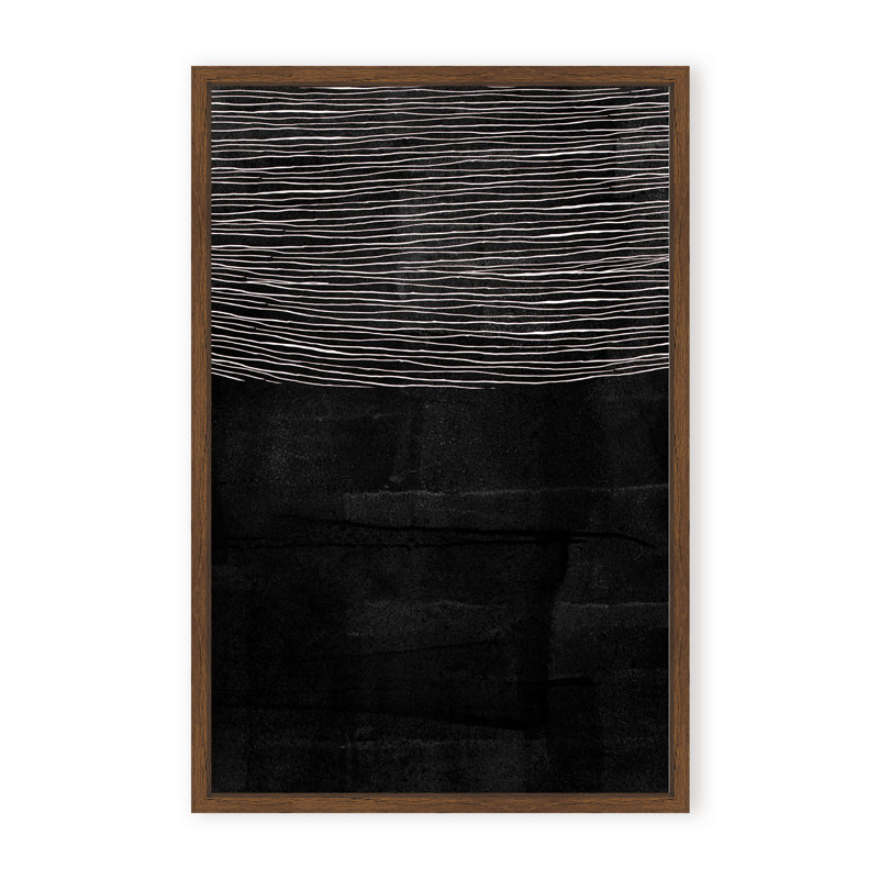 Abstract Blackened Line by  - Picture Frame Painting on Paper, 48" H x 32" W x 1.125" D, Framed Matted Print, Black