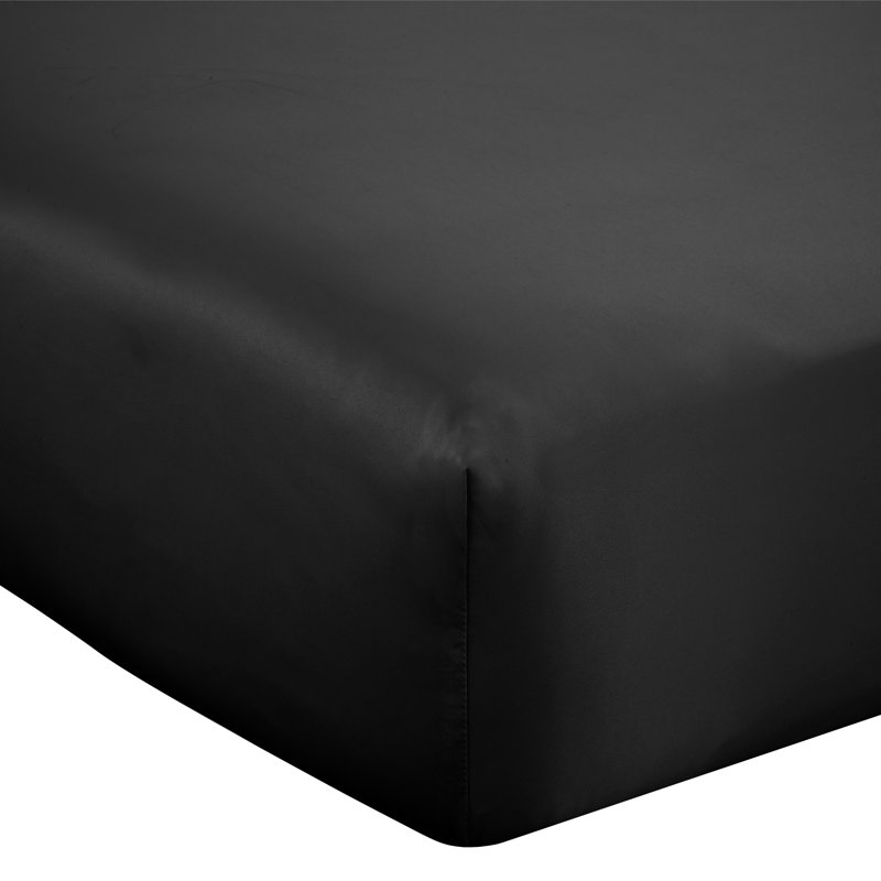 Silky Soft Satin Fitted Sheet, Double (4'6), Black