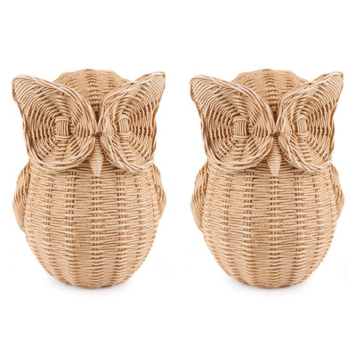 Woven Look Owl Figurines (Set of 2)