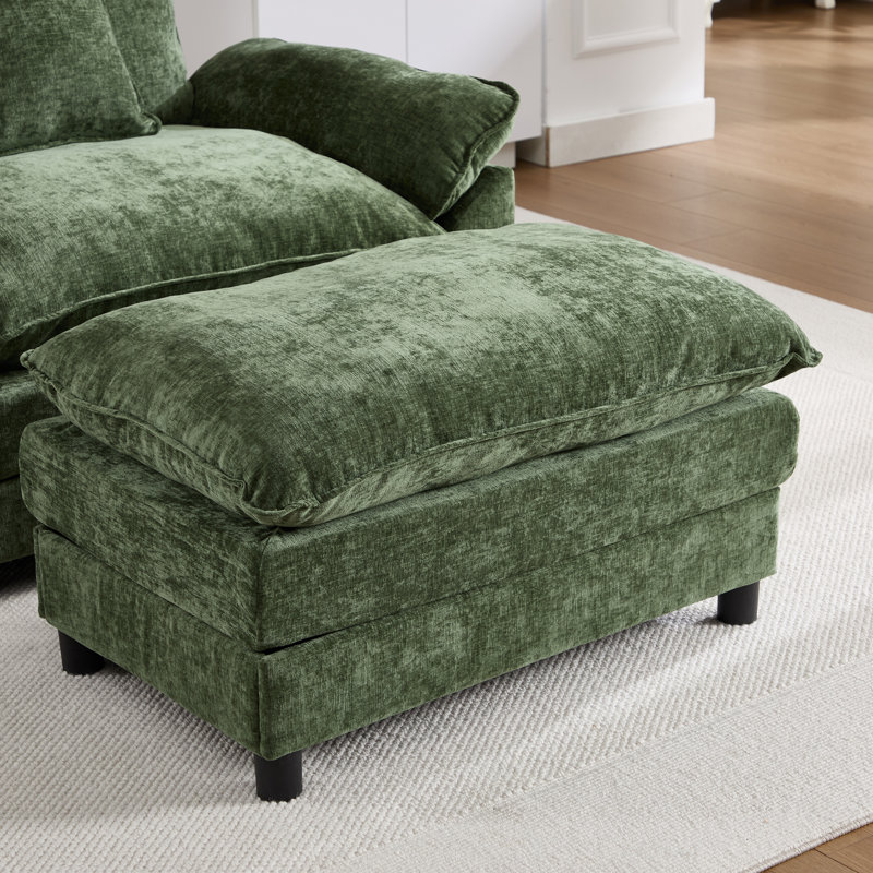 Fauteuil d'appoint 44 po avec repose-pieds et chenille 44 po, Chenille verte