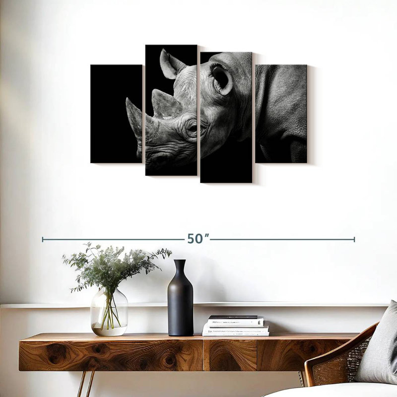 Rhino In Monochrome, 22" H x 36" W