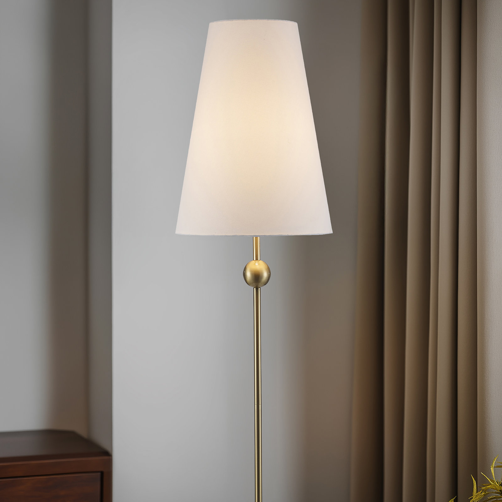 Ibis 63" Dimmable Floor Lamp, Antique Gold