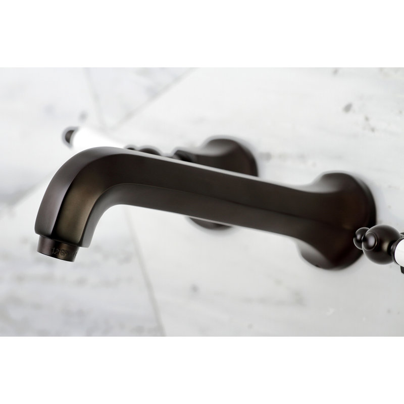Kingston Brass Metropolitan Two-Handle 3-Hole Wall Mount Bathroom Faucet, Oil Rubbed Bronze
