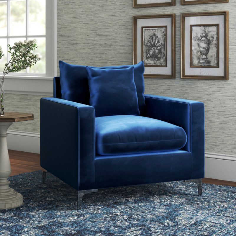 Naomi 36'' Wide Velvet Armchair, Navy Velvet