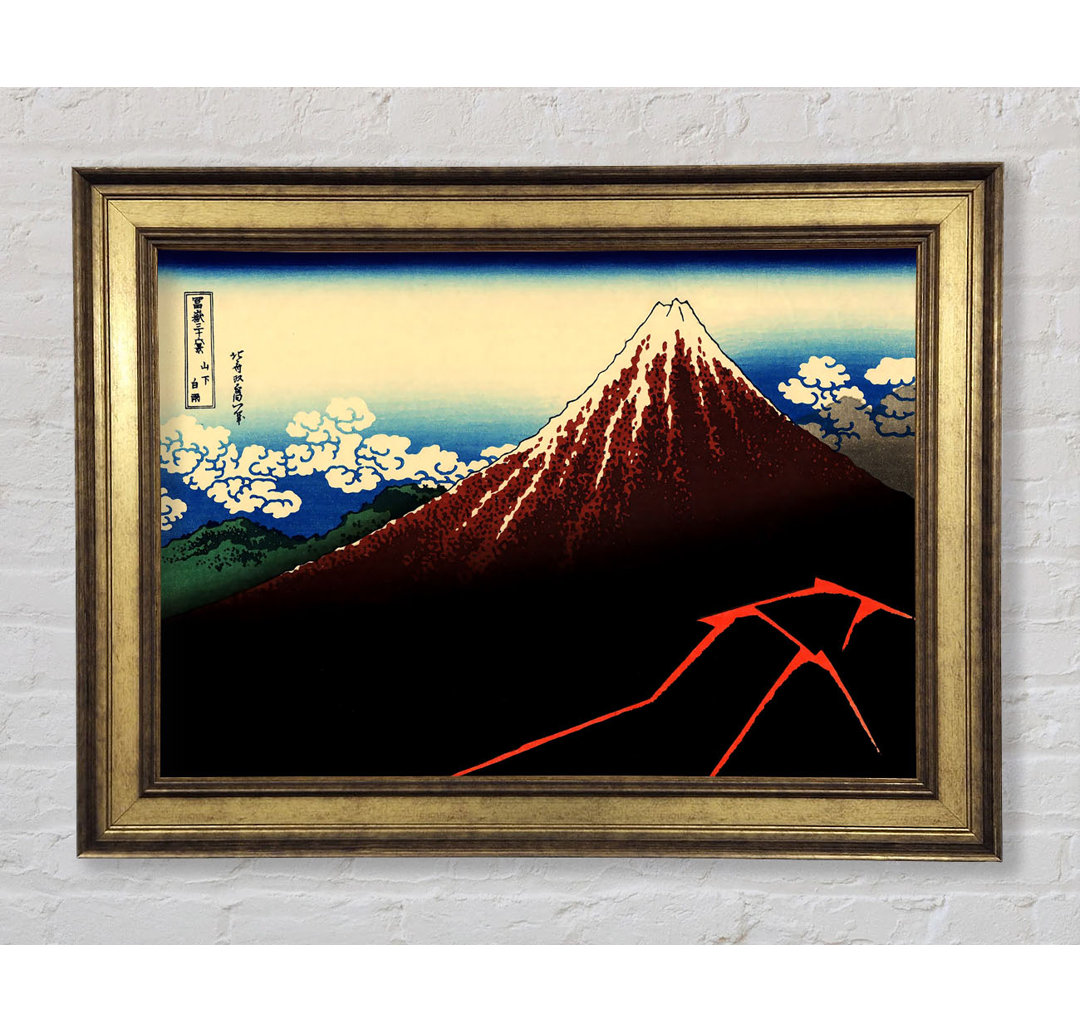 Hokusai Lightning Below The Summit - Einzelner Bilderrahmen Kunstdrucke