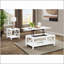 Table basse à plateau relevable de 44 pouces avec côtés en X et finition peinte en blanc pour une esthétique de maison de campagne moderne
