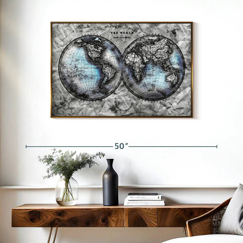 World Hemispheres Briscoe, Cadre flottant doré, 37 po x 25 po