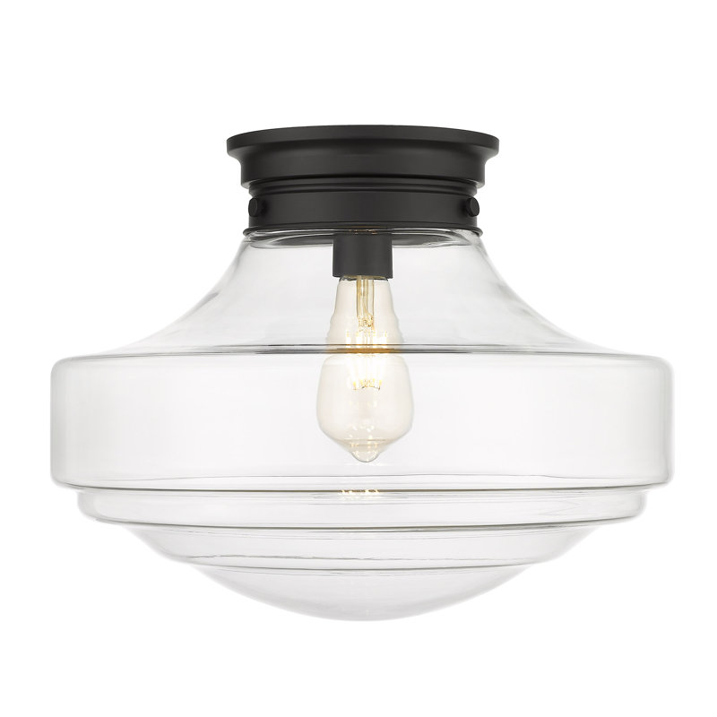 Ilona Glass Flush Mount, Clear Glass, Matte Black
