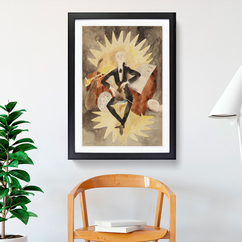 Musician by Charles Demuth - Picture Frame Painting, 36cm H x 27cm W x 2cm D, Black Framed