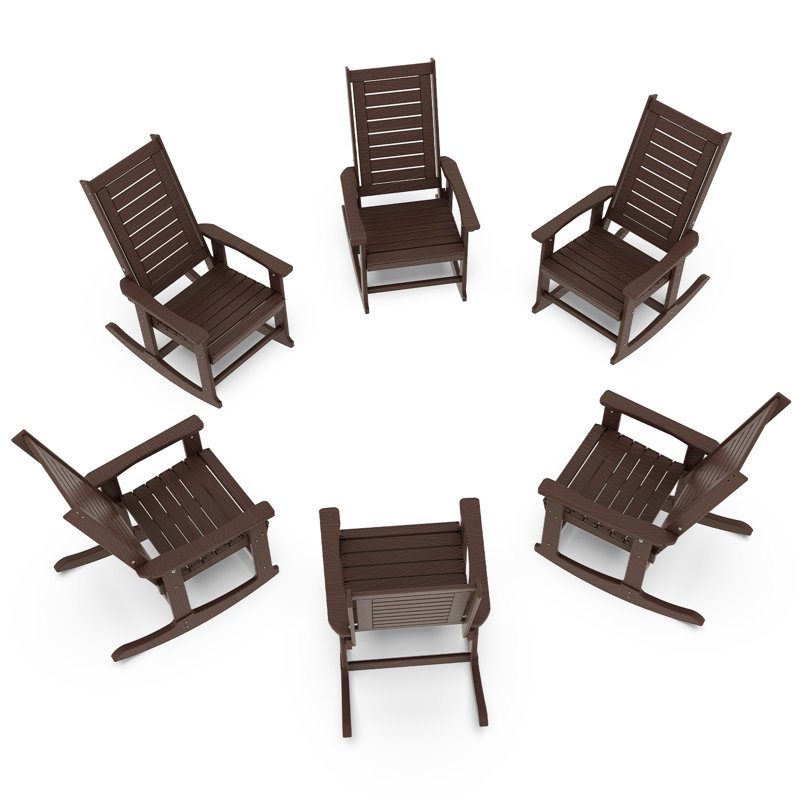 Chaise berçante d'extérieur Hdpe (ensemble de 6), Brun