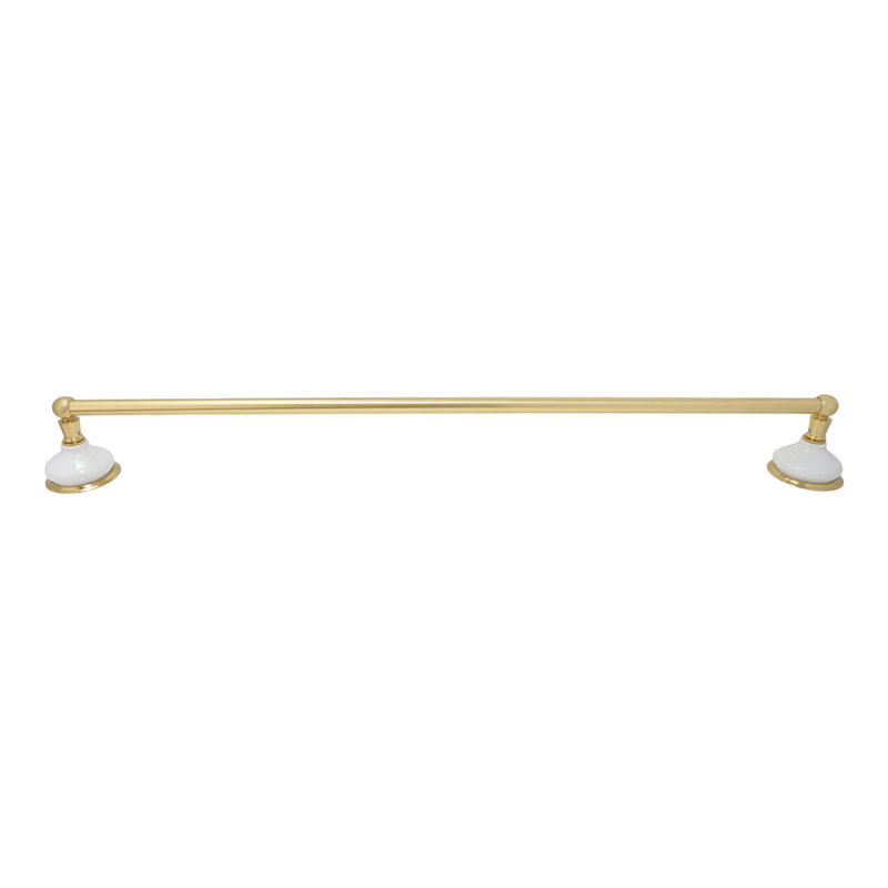 Porte-serviettes mural en porcelaine de style rétro en laiton massif et supports par Strom Living, Laiton ultra enduit