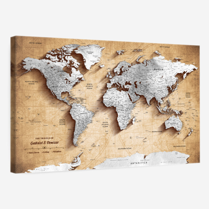 Carte du monde personnalisée punaise II, H 24 po x l 36 po, Oui