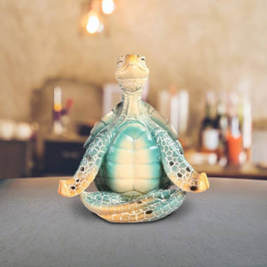 Trinx Jayza 6.75H Green Sea Turtle of Yoga Lotus Pose Figurine