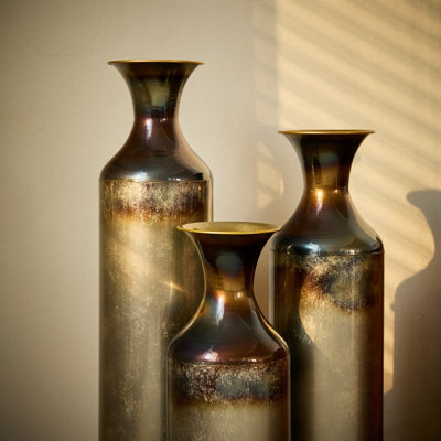 Hand-Forged Metal Vases Set of 3