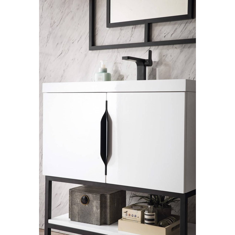 Columbia 31.5'' W Single Vanity, Matte Black, Glossy White