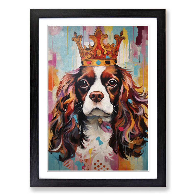Cavalier King Charles Spaniel Contemporary - Single Picture Frame Print on Wood, Black Framed, 46cm H x 34cm W x 2cm D