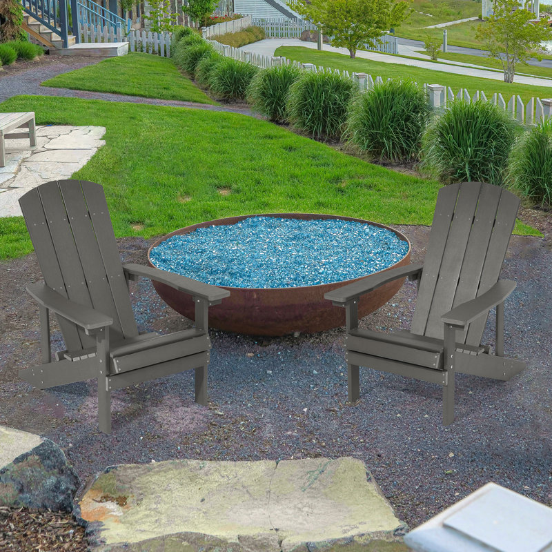 Bergenfield Patio Adirondack Chair HIPS Plastic Chair, Charcoal