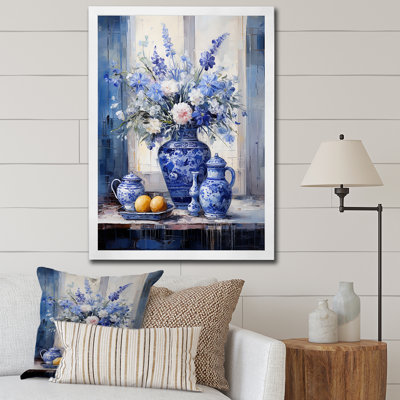 Boho bleu et blanc plante poterie IV - Boho