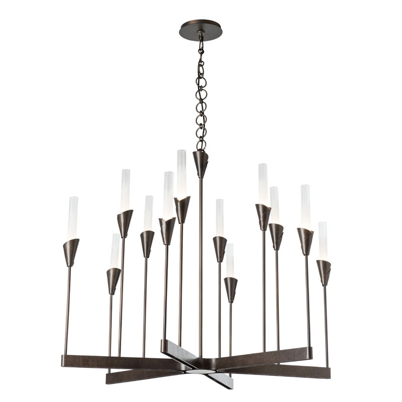 Lilium Chandelier - 12-Light - Vintage Platinum, Dark Smoke