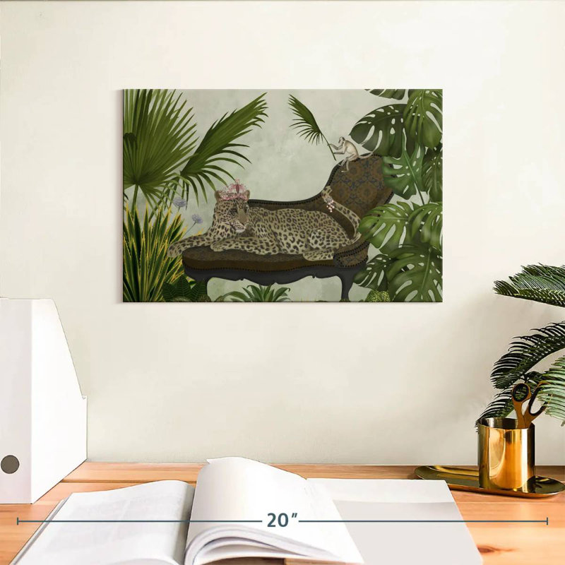 Leopard Chaise Longue, H 8 po x l 12 po