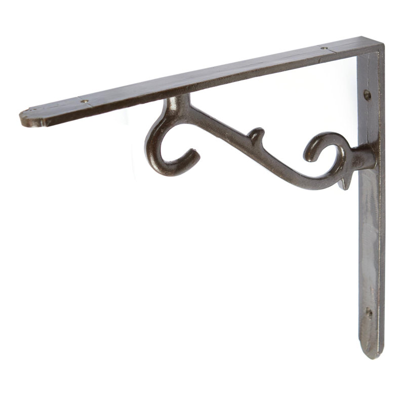Hammer & Tongs - Scroll Iron Shelf Bracket - Raw, 20.5cm H x 2cm W x 20.5cm D
