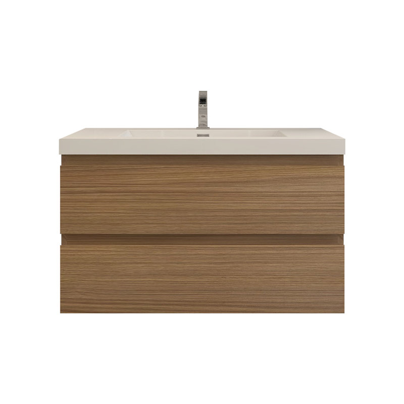 Ensemble de meuble-lavabo mural simple l 36 po Deboser, Bois de rose