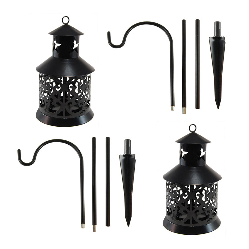 Garceau Metal Lantern with Shepherd's Hook - 2 Count