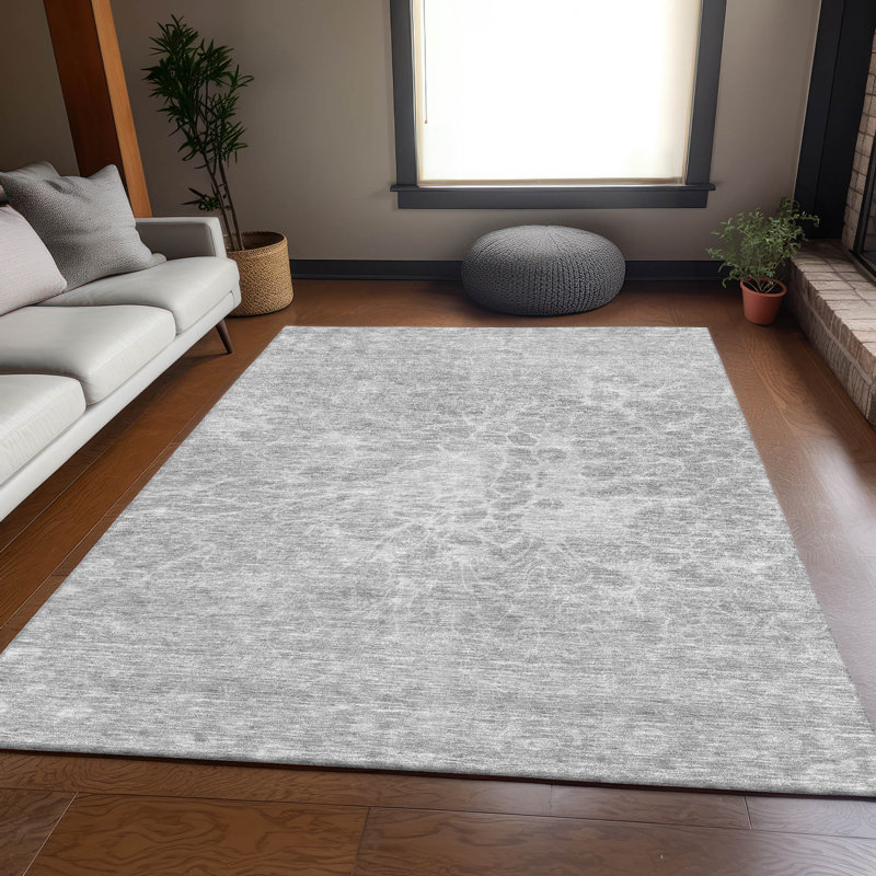 Premium Machine Washable Arnette Silver Rug, Rectangle 10' x 14'