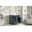 Meuble-lavabo de 30 po avec lavabo en céramique, armoire de rangement en bois massif avec portes à fermeture douce, style rétro, bleu